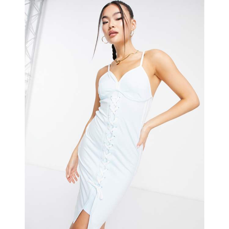 adidas Originals lace-up cami dress in almost blue