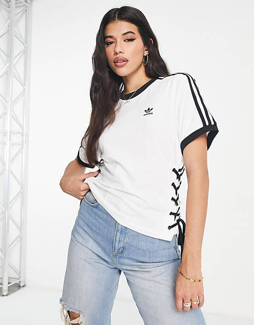 adidas Originals laced up t-shirt in white | ASOS