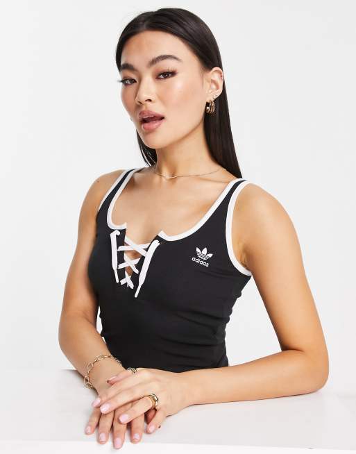 adidas lace up tank top