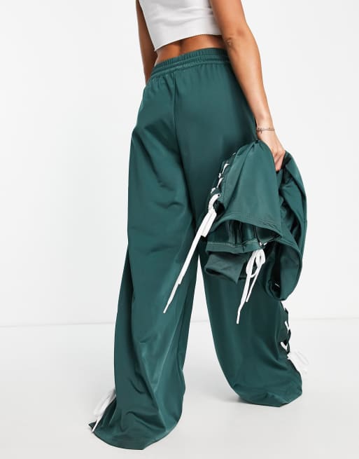 adidas Originals laced up track pants in dark green