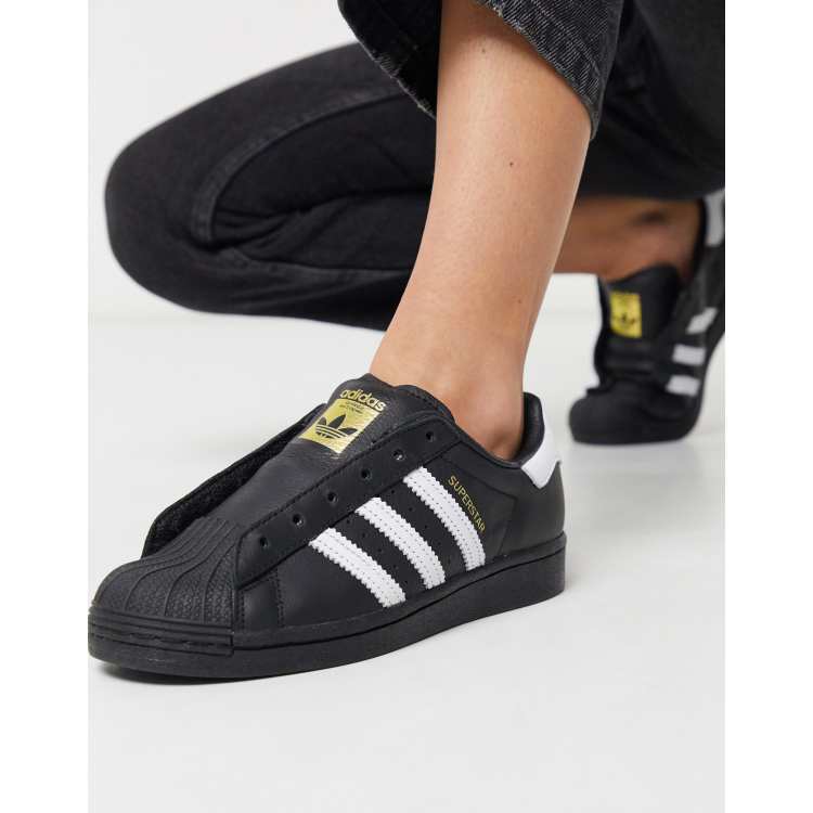 adidas Originals Laceless Courtside Superstar trainers in black | ASOS