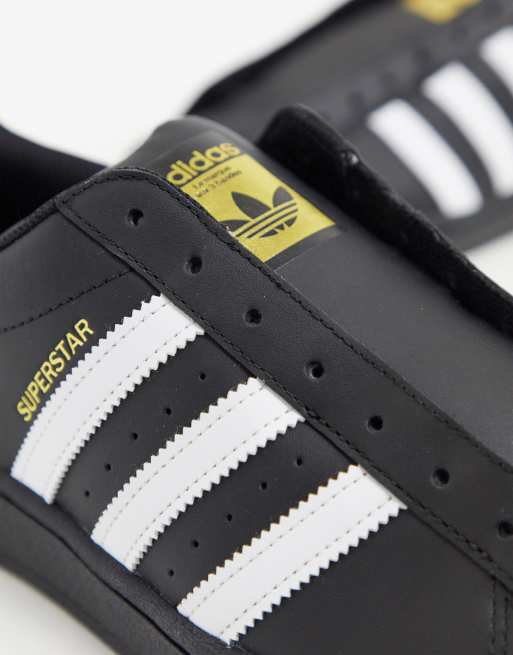 adidas Originals laceless Superstar sneakers in black