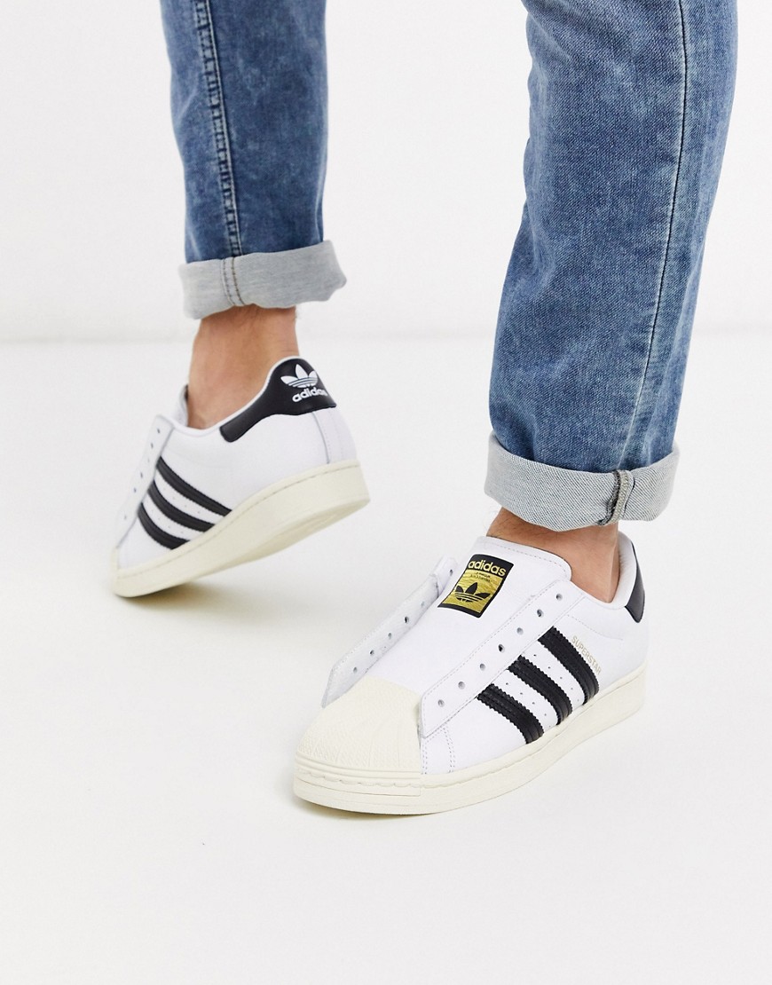 adidas Originals laceless Superstar sneakers in white