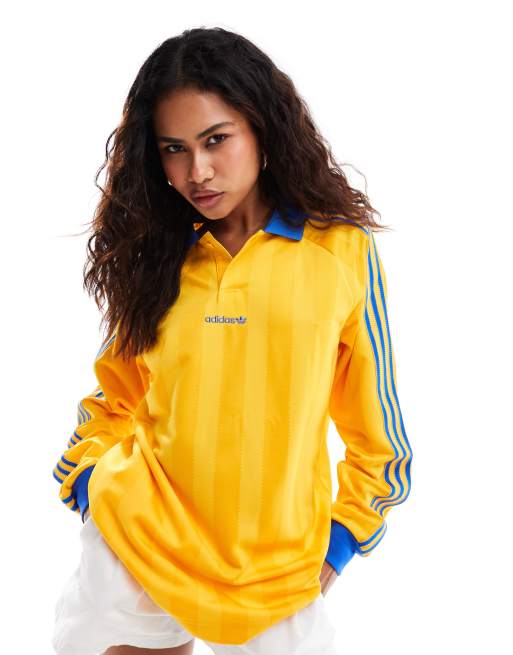 adidas Originals – Langärmliges Poloshirt in Gelb