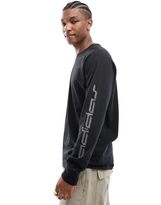 adidas Originals – Langärmliges T-Shirt in Schwarz mit Grafikprint