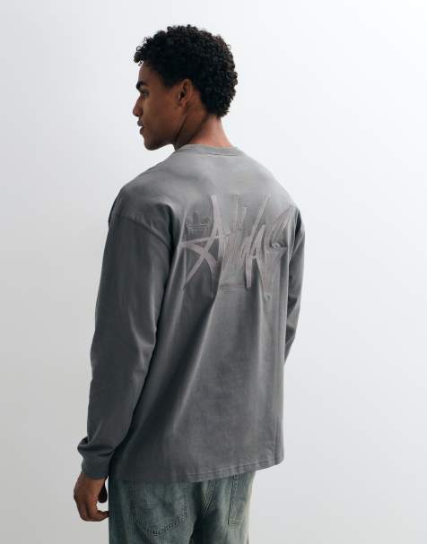 adidas Originals langärmliges T-Shirt mit Stickerei hinten in Grau - view 1