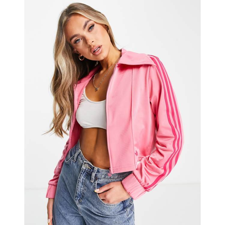 Pink adidas track clearance top