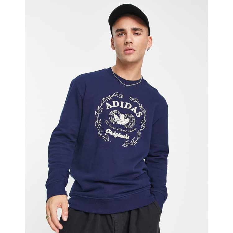 Adidas originals samstag premium 2024 cord sweatshirt in navy