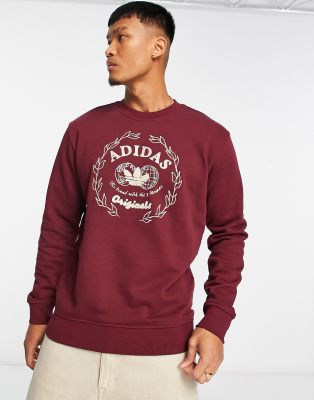 adidas Originals large collegiate logo sweatshirt in shadow red - ASOS Price Checker