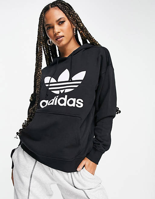 adidas Originals large logo hoodie in black | ASOS