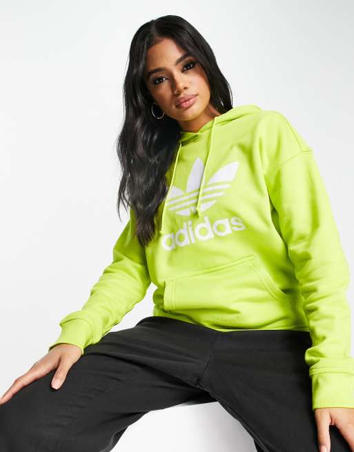 adidas Originals large logo hoodie in lime ASOS