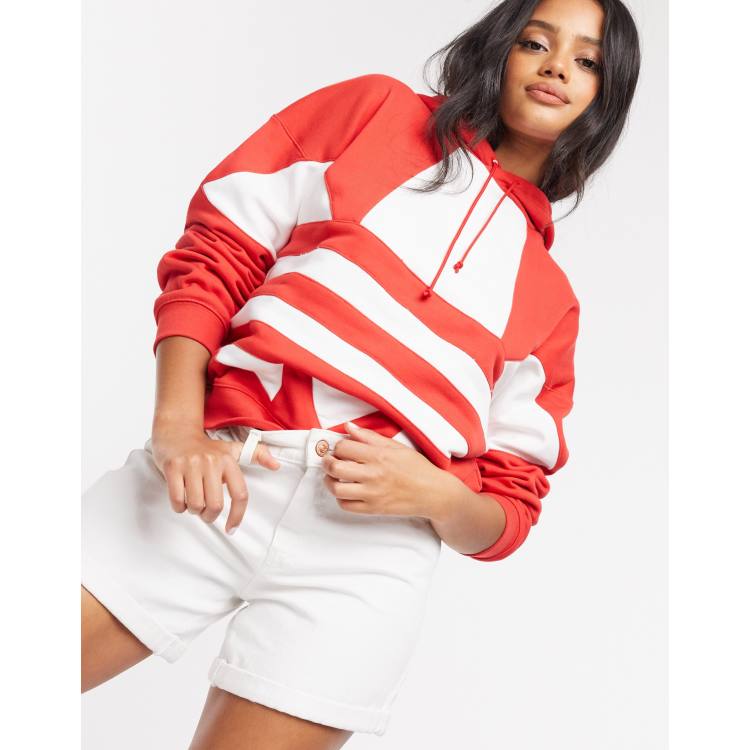 Adidas hoodie red and on sale white