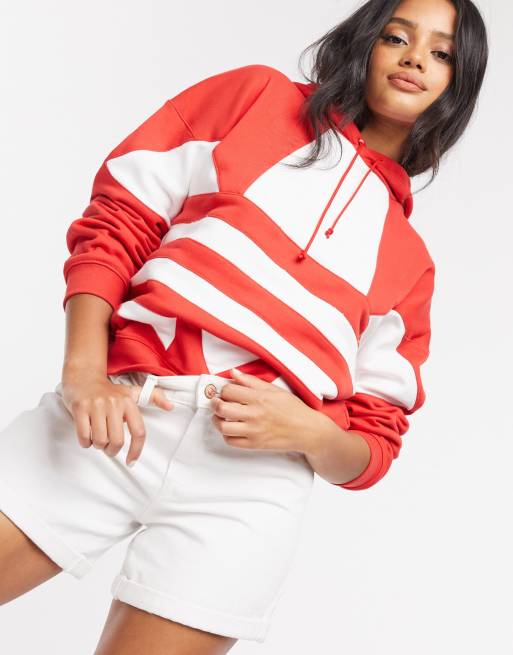 Adidas red and outlet white sweatshirt