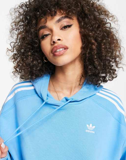 adidas Originals large logo hoodie in sky blue