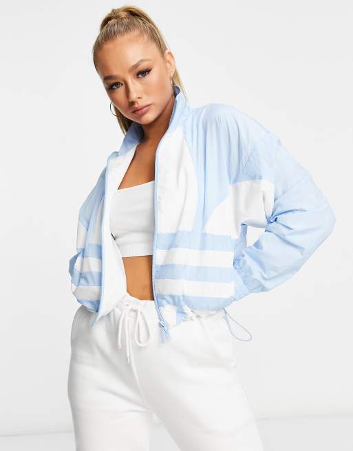 Baby blue and store white adidas jacket