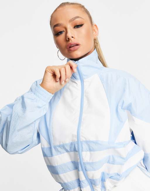 Adidas light blue windbreaker sale