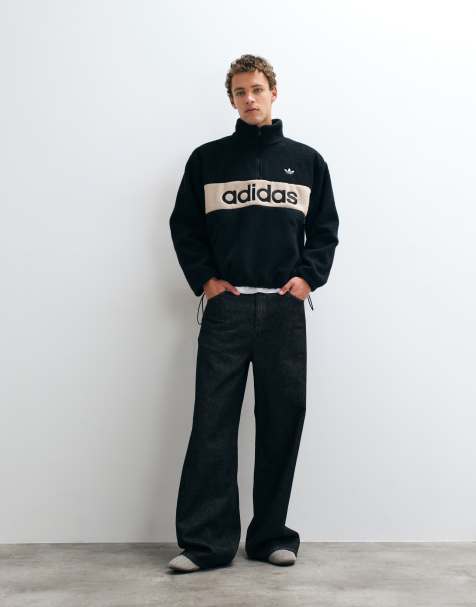 adidas Originals large logo pullover fleece in black - view 1