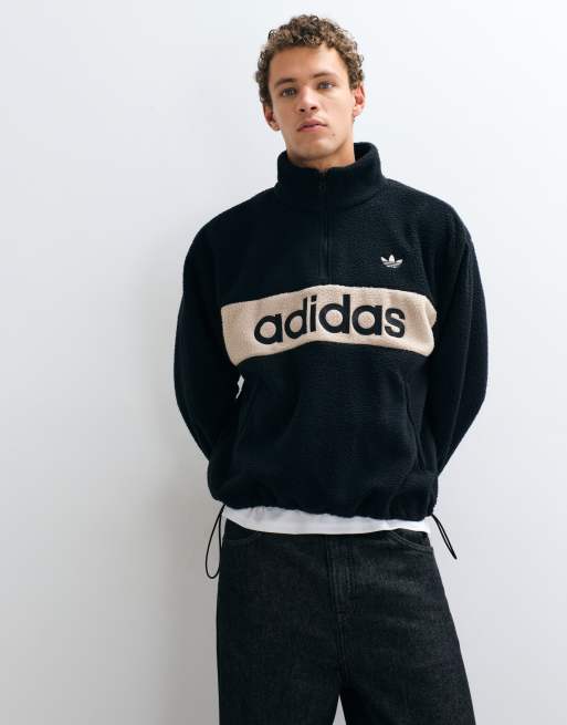 adidas Originals large logo pullover fleece in black, 2 of 5