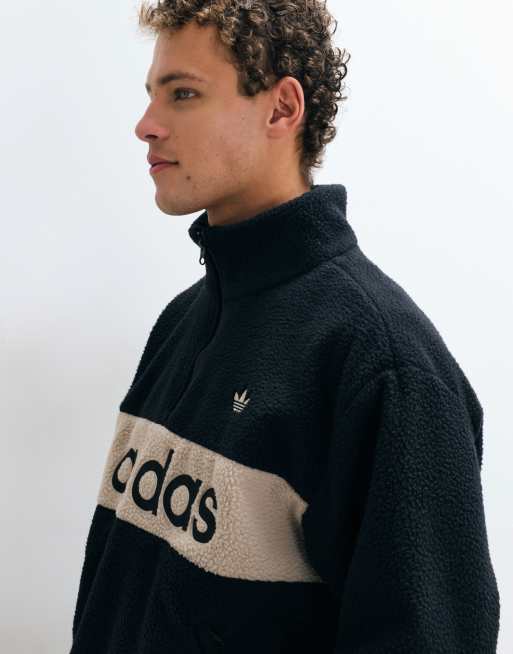 adidas Originals large logo pullover fleece in black, 3 of 5