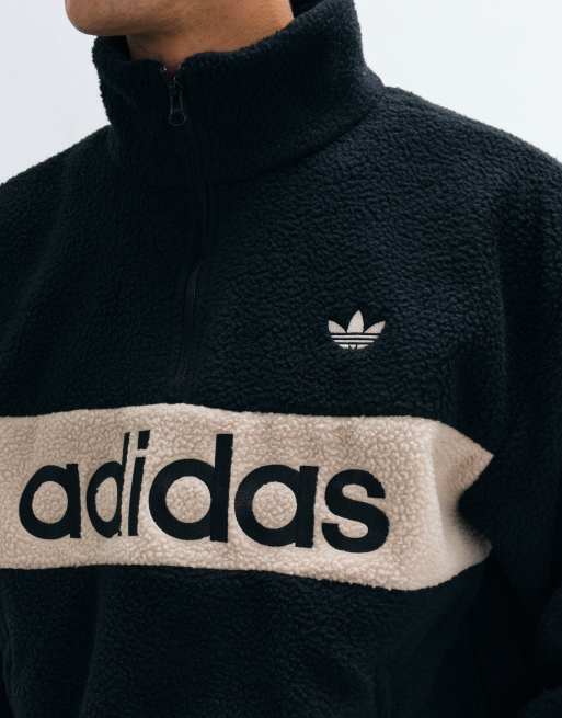 adidas Originals large logo pullover fleece in black, 5 of 5