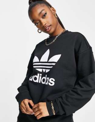 adidas Originals large logo sweatshirt in black