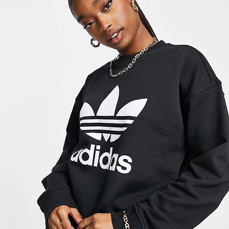 adidas Originals large logo sweatshirt in black | ASOS