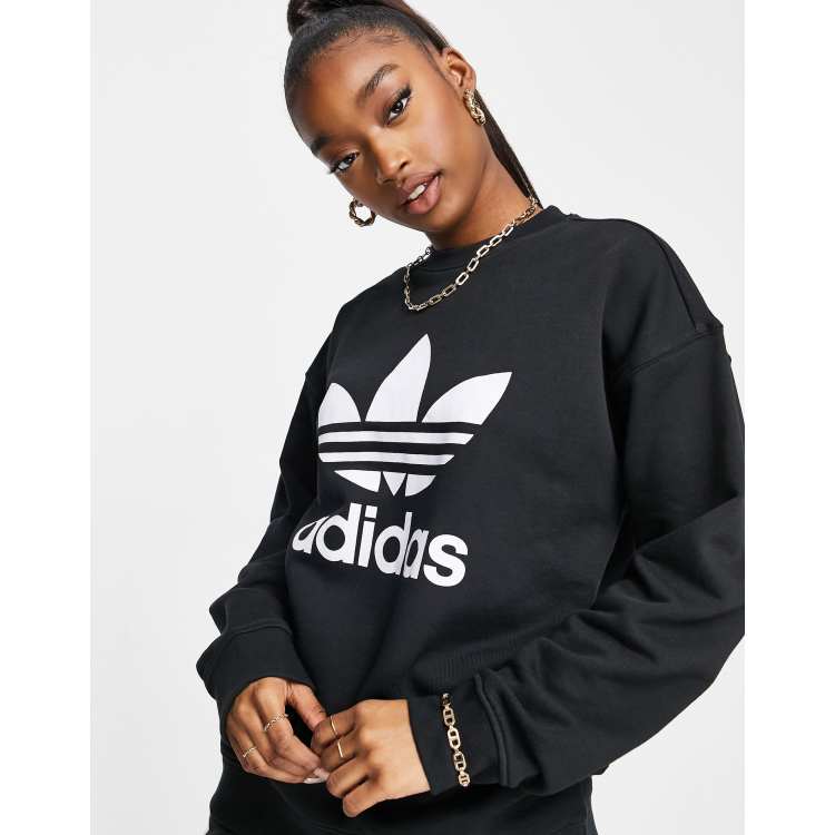 in | ASOS Originals logo adidas large black sweatshirt