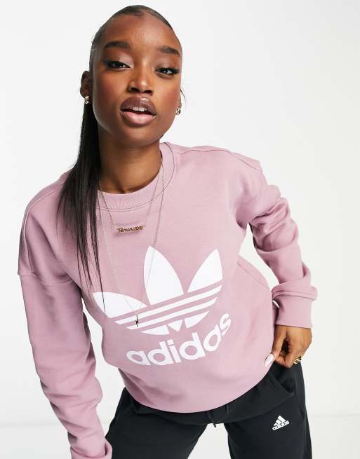 adidas Originals large logo sweatshirt in mauve