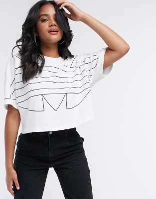 adidas large logo crop top