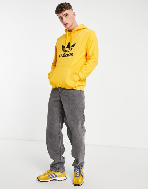 adidas Originals large trefoil hoodie in active gold