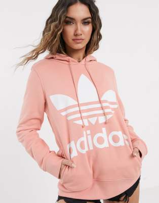 adidas hoodie trefoil pink