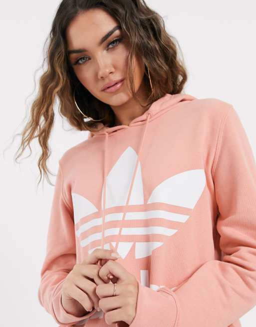 Adidas trefoil clearance hoodie women's pink