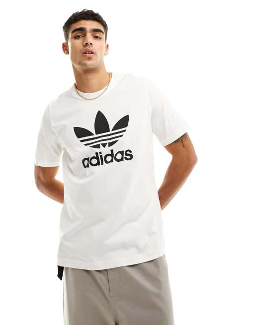 Adidas trefoil best sale white t shirt