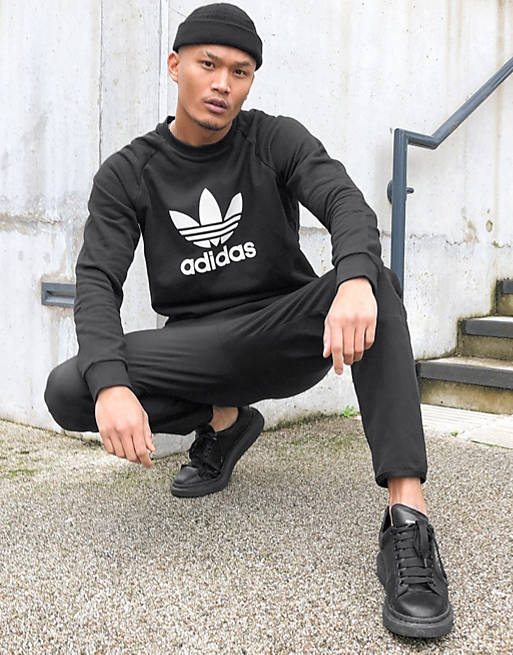 adidas Originals large trefoil sweatshirt in black | ASOS