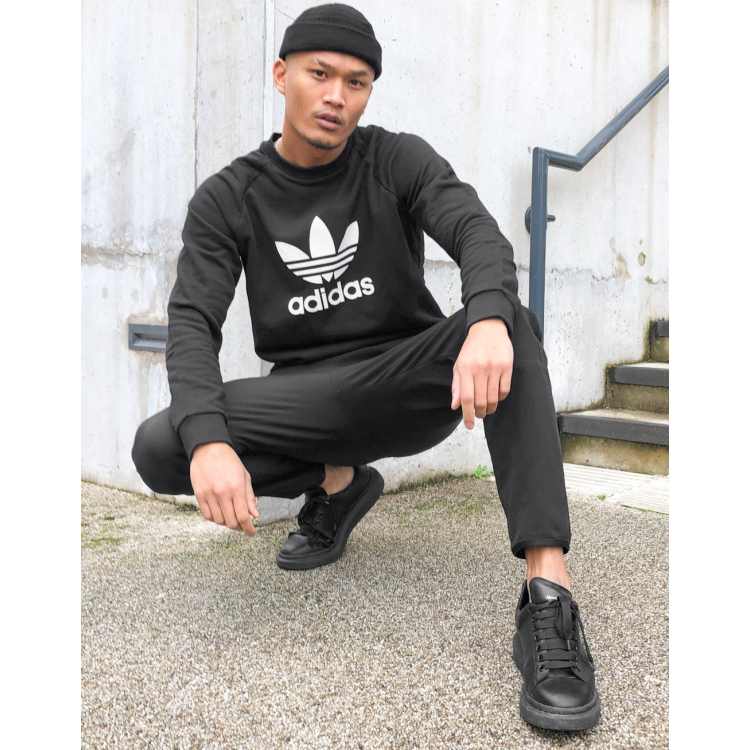 adidas Originals large trefoil sweatshirt in black ASOS