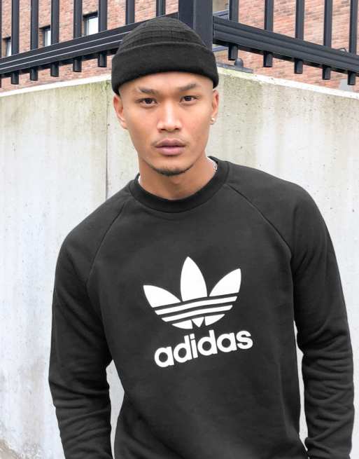 Adidas trefoil hotsell black sweatshirt