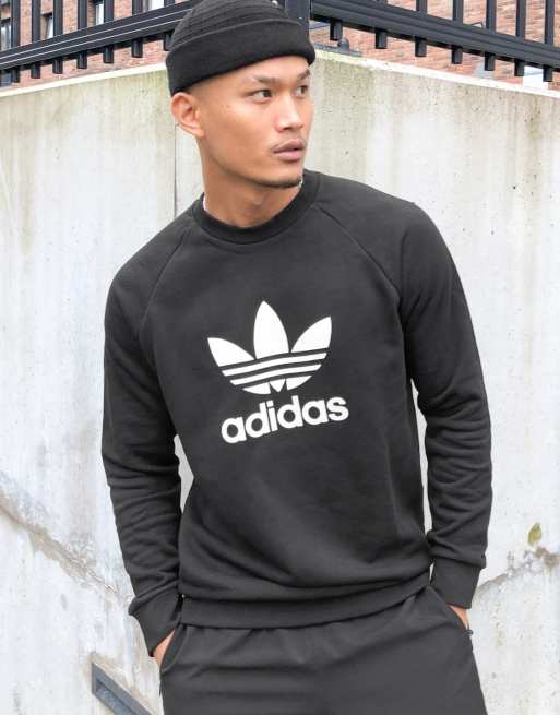 Adidas trefoil shop black sweatshirt