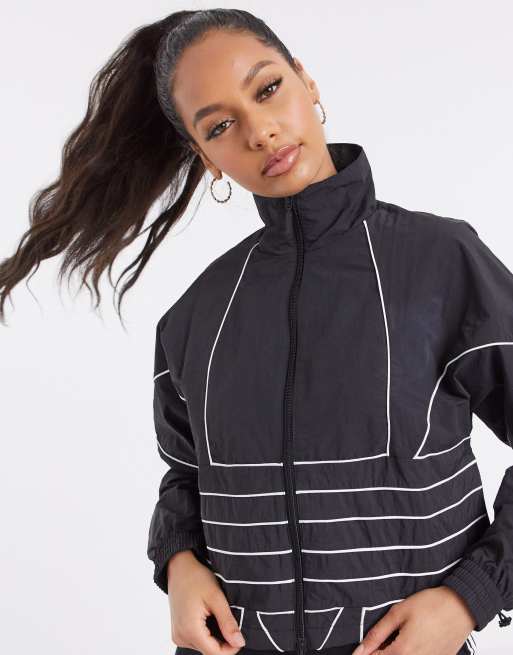 adidas Originals large trefoil track jacket in black ASOS