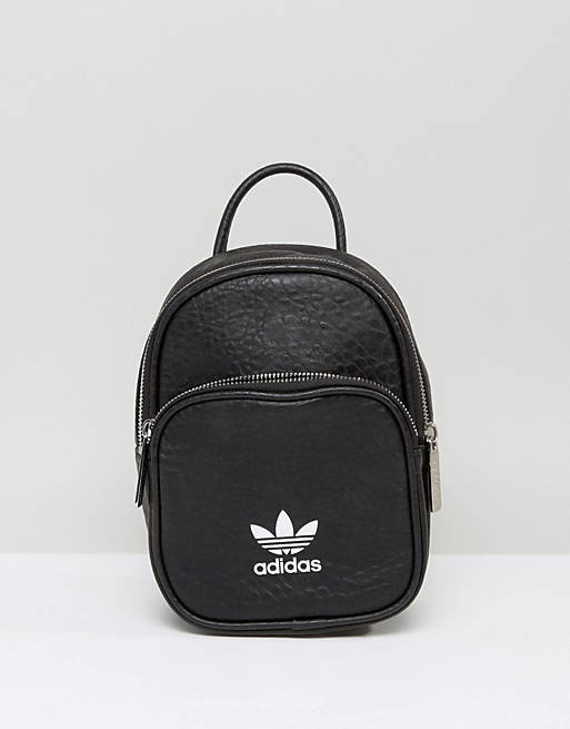 adidas Originals Leather Look Mini Backpack In Black