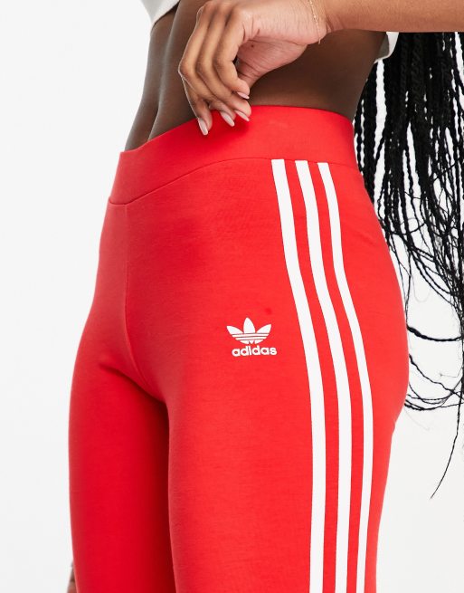 Adidas legging 3 stripes rood store