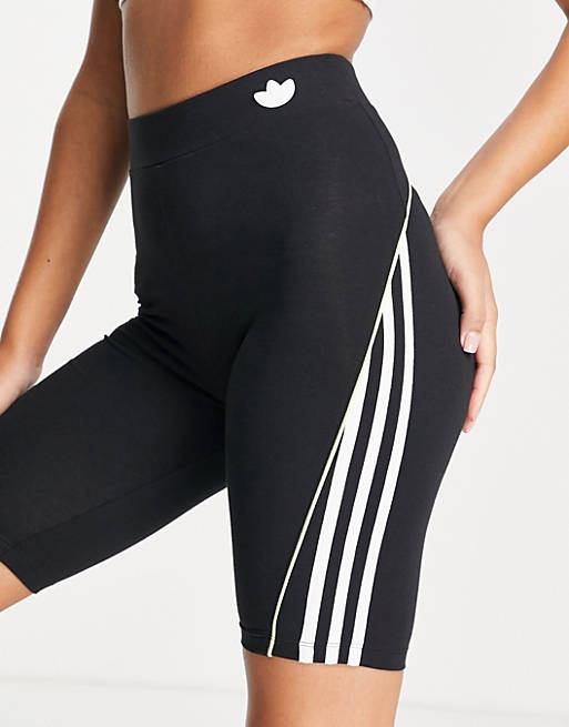 adidas Originals legging shorts in black with three stripes