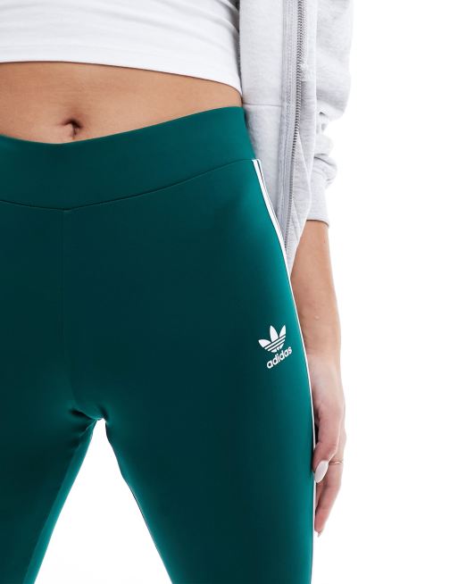 adidas Originals Leggings a zampa verde college con tre strisce