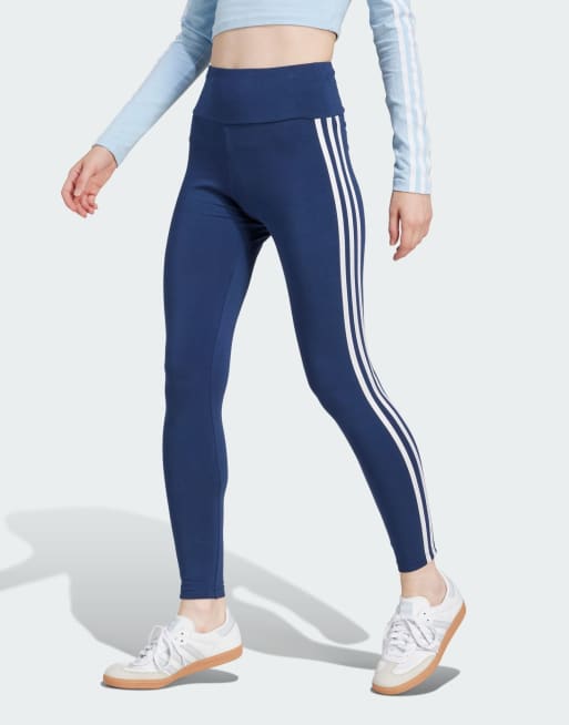 adidas Originals - Leggings blu indaco notte con 3 strisce