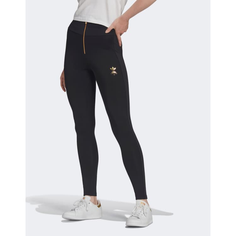 Black and 2025 gold adidas leggings