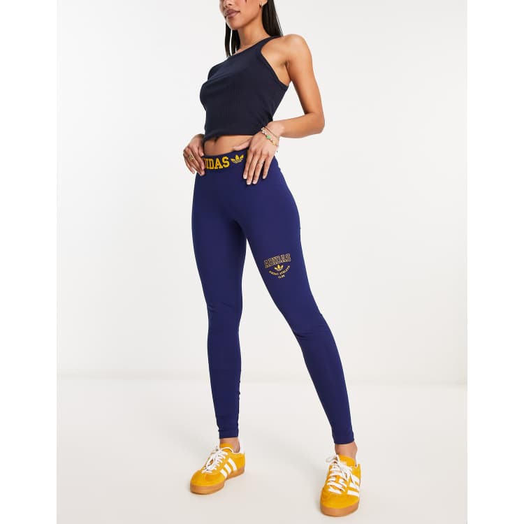 adidas Originals Plus 'Logomania' repeat logo leggings in light blue, ASOS