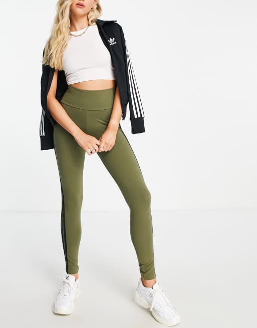 Adidas 3 2024 stripe leggings khaki