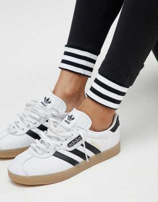 adidas originals leggings with striped cuffs in black