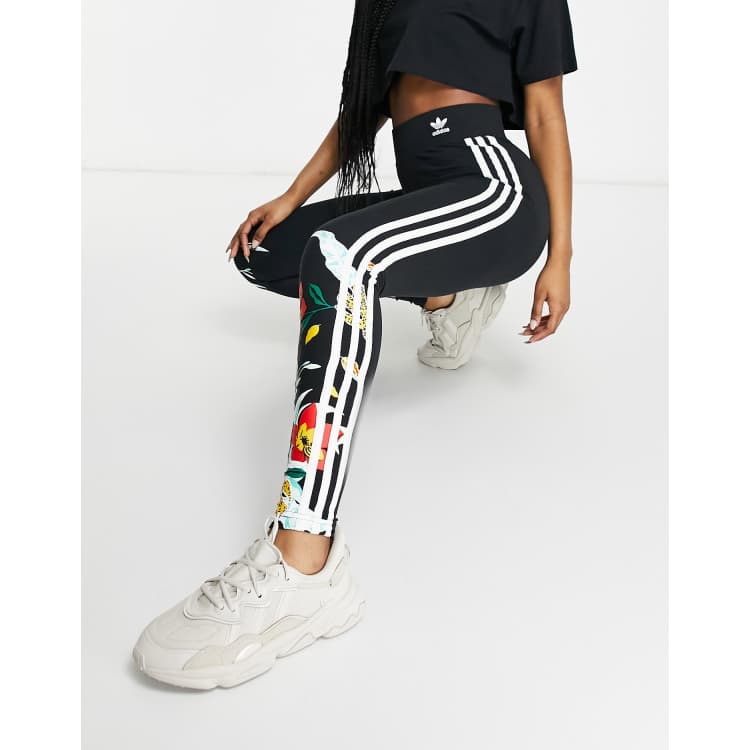 adidas Allover Print Flower Leggings - Black | Women's Lifestyle | adidas US