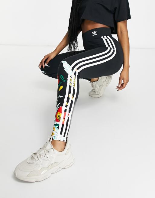 behandeling pakket Dusver adidas Originals leggings with tropical floral print in black | ASOS