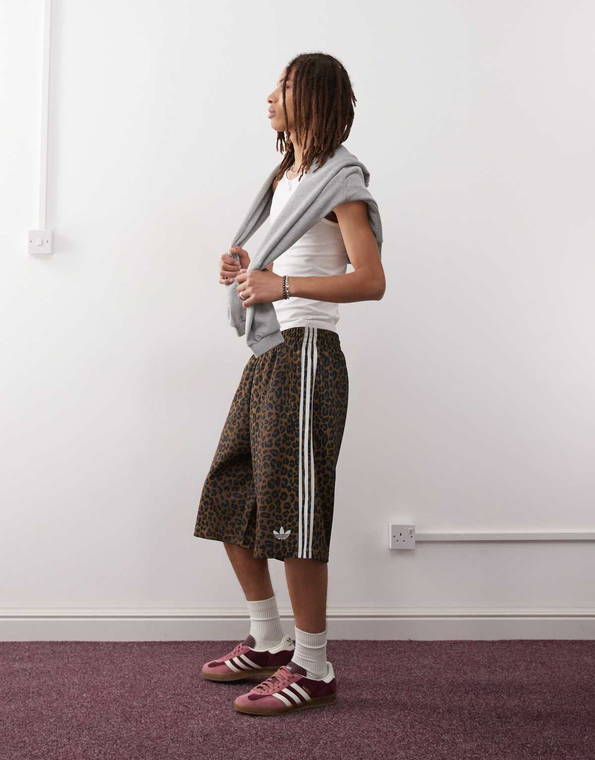 Adidas Originals Leo oversized shorts in leopard print